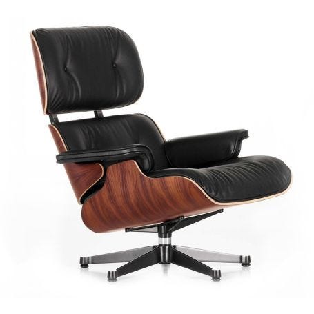 Tall Eames Lounge Chair in Santos Palisander & Black Leather