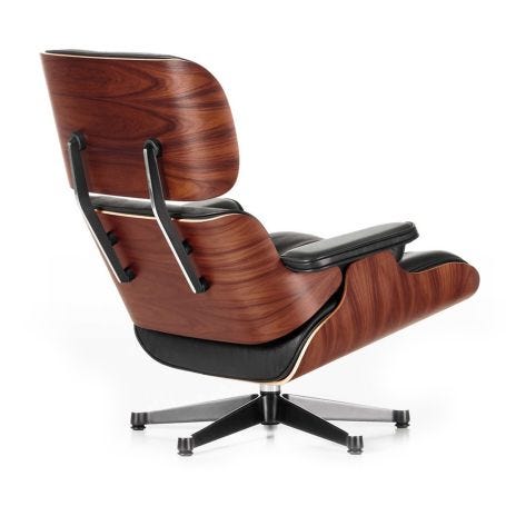 Tall Eames Lounge Chair in Santos Palisander & Black Leather