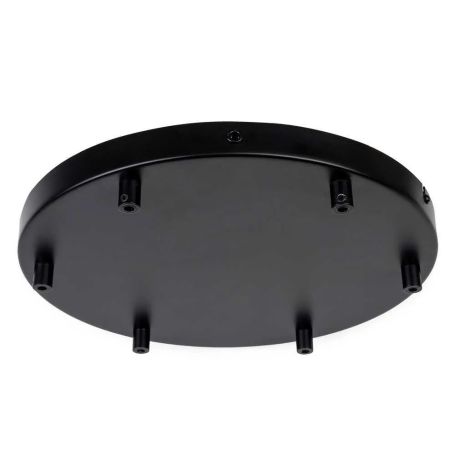 Multiple Pendant Ceiling Rose 6 Outlet Black
