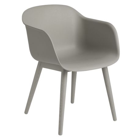 Fiber Armchair Wood Base Normal Shell Grey/Grey