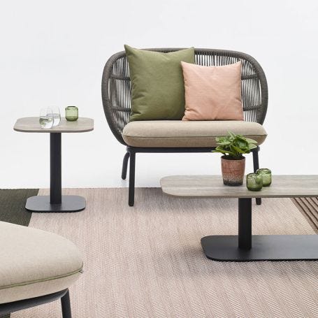 Kodo Outdoor Side Table Fossil Grey Ceramic Flint Top