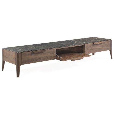 Atlante TV Unit Walnut & Emperador Marble
