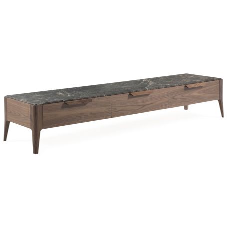 Atlante TV Unit Walnut & Emperador Marble