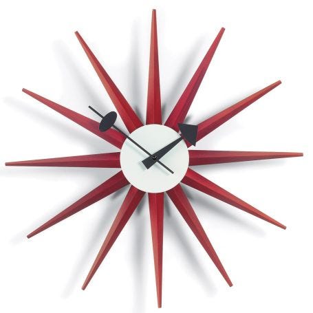 Sunburst Red Wall Clock