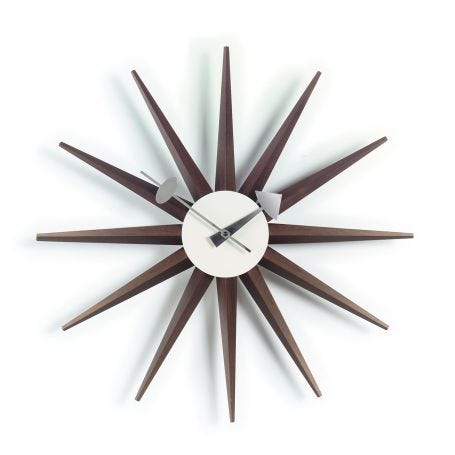 Sunburst Walnut Wall Clock