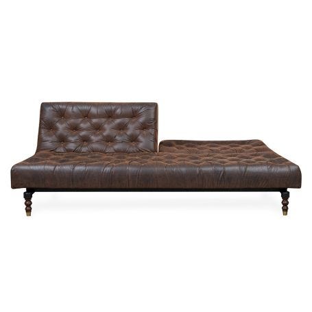40 Winks Sofa Bed In Antique Faux Leather Brown Dark Turned Feet