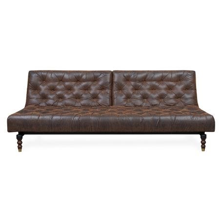 40 Winks Sofa Bed In Antique Faux Leather Brown Dark Turned Feet