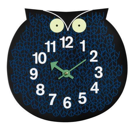 Omar The Owl Black Wall Clock