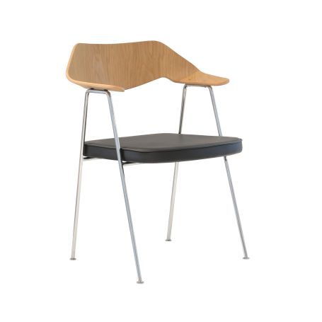 675 Chair Oak Chrome Legs