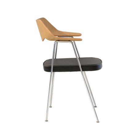 675 Chair Oak Chrome Legs
