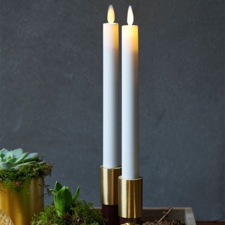Sara LED Indoor Flameless Dinner Candle Tall White 25cm Set of 2