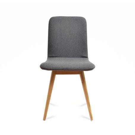 Ena Chairs in Oak and Grey Facet Felt - Front View