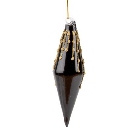 Black Pointed Drop Deco Lines Large Decoration 16cm