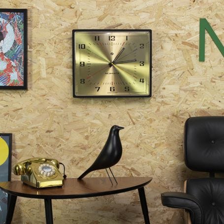 Box Office Wall Clock Black & Brass