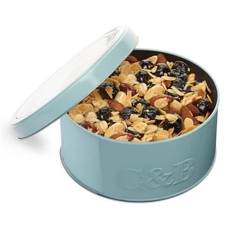 Cherry and Almond Decorated Fruit Cake in Tin