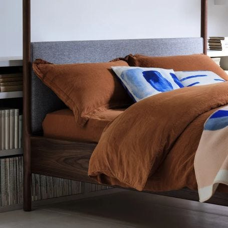 Washed Linen Cinnamon Duvet Cover Double