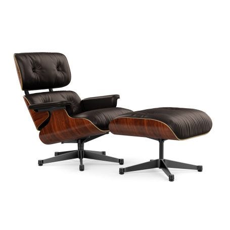 Santos Palisander Wood with Polished Chrome and Black Sides Base upholstered in Leather Premium Brandy