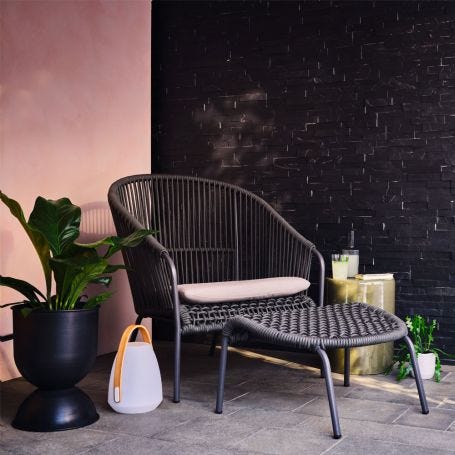 Filo Outdoor Lounge Chair and Ottoman Grey Weave