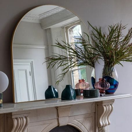 Fine Edge Mirror Over Mantle