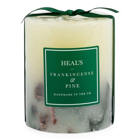 Frankincense & Pine Tall Pillar Candle with Botanicals