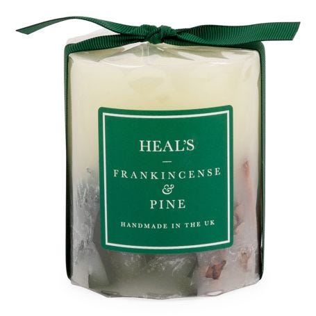 Frankincense & Pine Short Pillar Candle with Botanicals