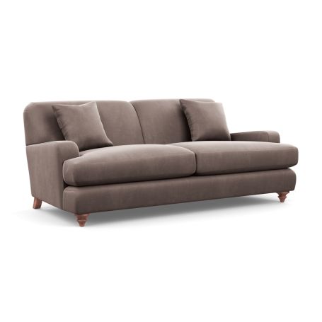 Hampstead 4 Seater Sofa Velvet Mink Chestnut Stain Feet