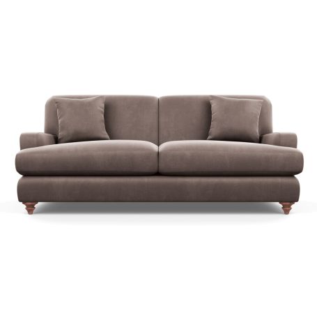 Hampstead 4 Seater Sofa Velvet Mink Chestnut Stain Feet