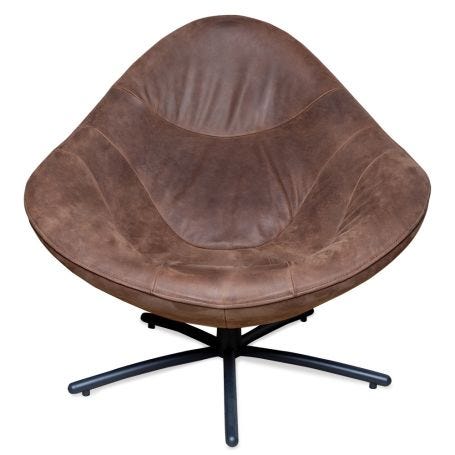 Hidde Swivel Armchair in Bald Dark Brown Matt Black Feet