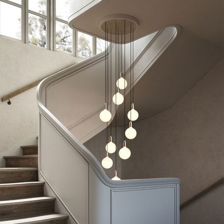 Large White Canopy With 9 Pendants and 9 Sphere IV Bulbs