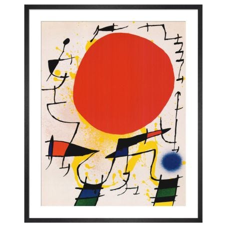 Le Soleil Rouge by Joan Miro Framed Print