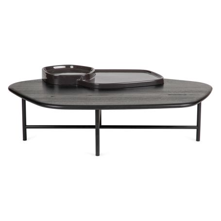 Lewa Low Coffee Table Black Stained Ash Top Black Cermaic Holder