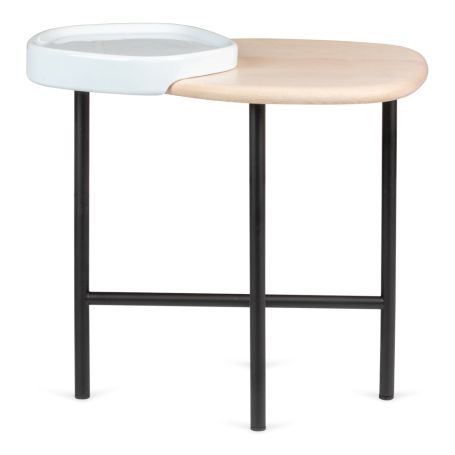 Lewa Side Table Natural Ash Top White Ceramic Holder