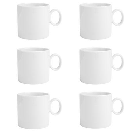 Thomas Loft White Porcelain Mug With Handle Set Of 6 