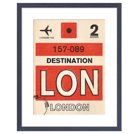 London Luggage Tag by Nick Cranston Framed Print