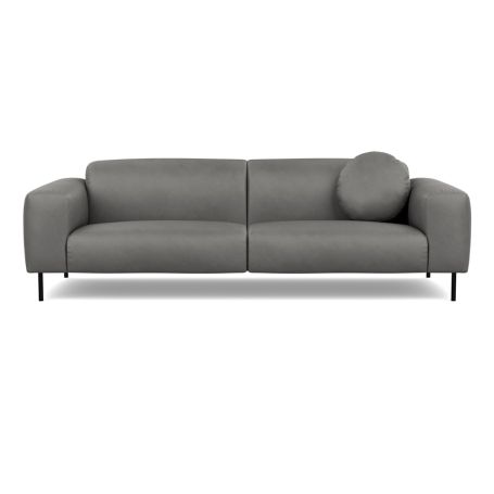 Luna 4 Seater Sofa Luxury Leather Slate Black Feet