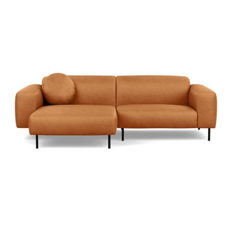 Luna Left Hand Facing Corner Chaise Sofa Luxury Leather Canella Black Feet