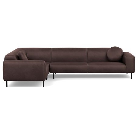 Luna Medium Left Hand Facing Corner Sofa Luxury Leather Coco Black Feet