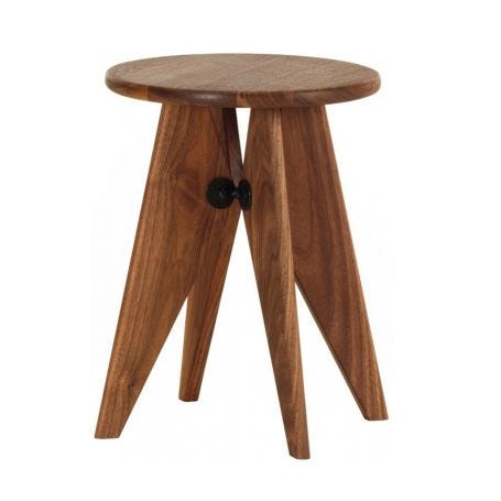 Tabouret Solvay Stool in Walnut - Front View
