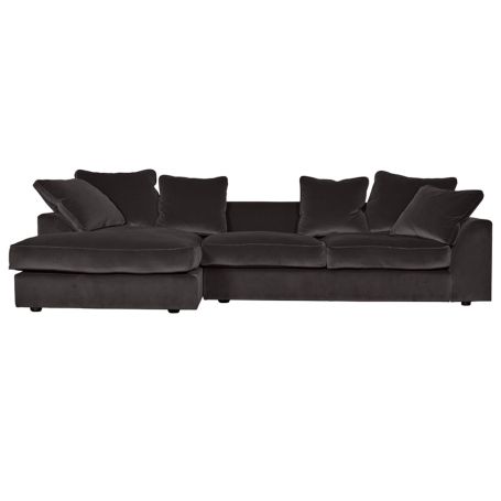 Cumulus Left Hand Facing Corner Sofa in Velvet Charcoal (Note: These legs are not correct, and have been changed to a wider square leg)