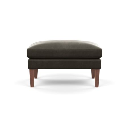 Wallis Ottoman Velvet Charcoal Walnut Feet