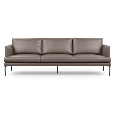 Matera 4 Seater Sofa Daino Leather Elephant Grey Black Feet