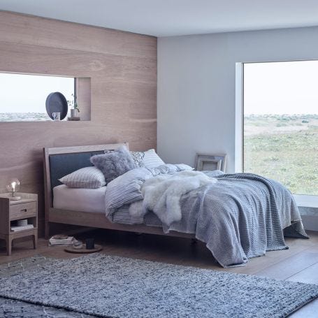 Morten Bed Grey Upholstered Headboard