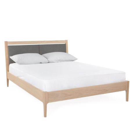 Morten Bed Grey Upholstered Headboard