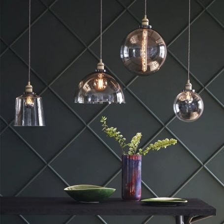 Olson Cloche Glass Pendant Smoke Medium