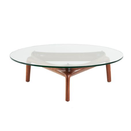 Pascal Coffee Table Walnut Clear Glass