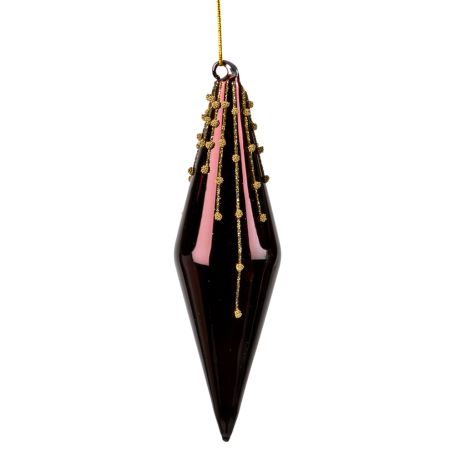 Plum Pointed Drop Deco Lines Large Decoration 16cm
