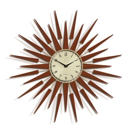 Pluto Starburst Gold Wall Clock