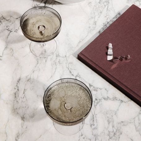 Ripple Smoked Grey Champagne Saucer Set of 2