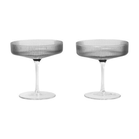 Ripple Smoked Grey Champagne Saucer Set of 2