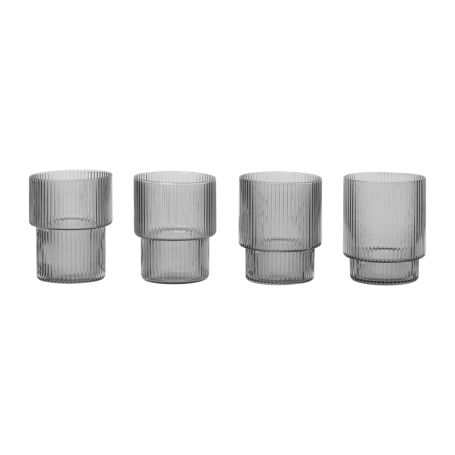Ripple Smoked Grey Tumbler Glass Set of 4